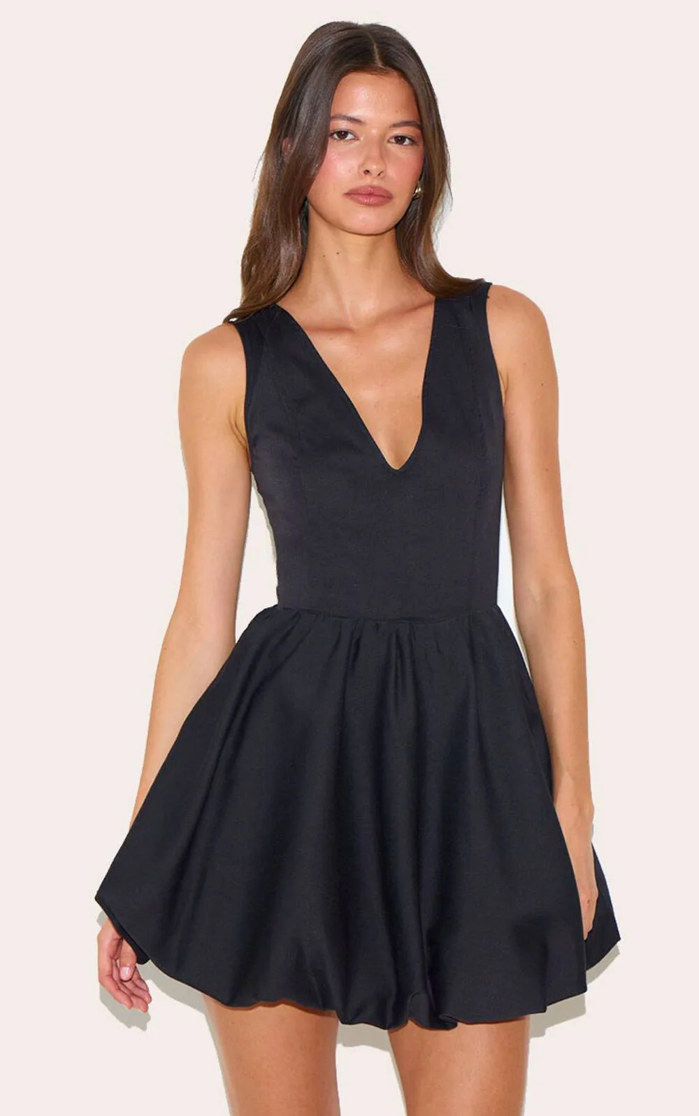 Tailored V Neck Puffball Mini Dress by PrettyLittleThing