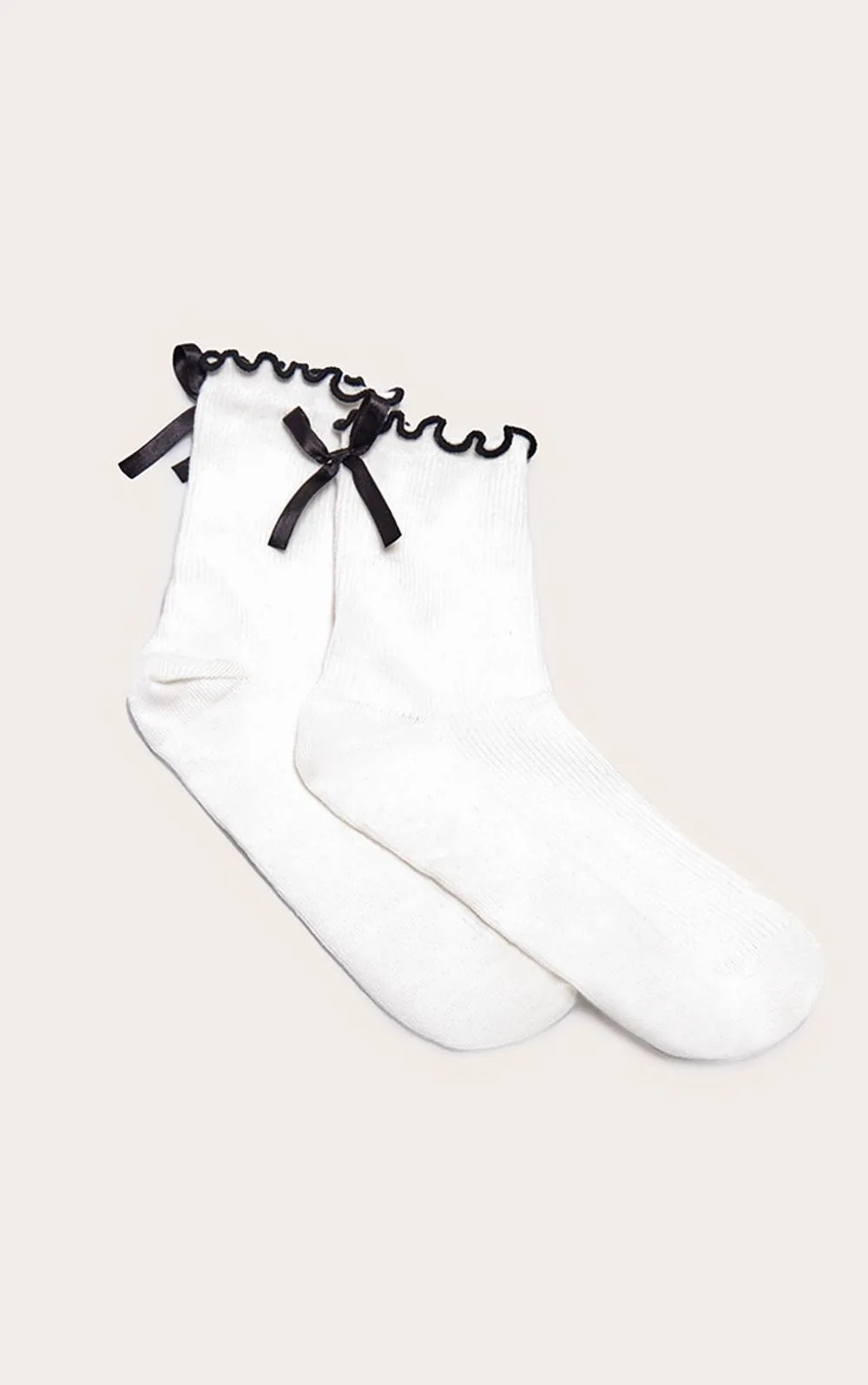 Satin Bow Lettuce Trim Ankle Socks by PrettyLittleThing