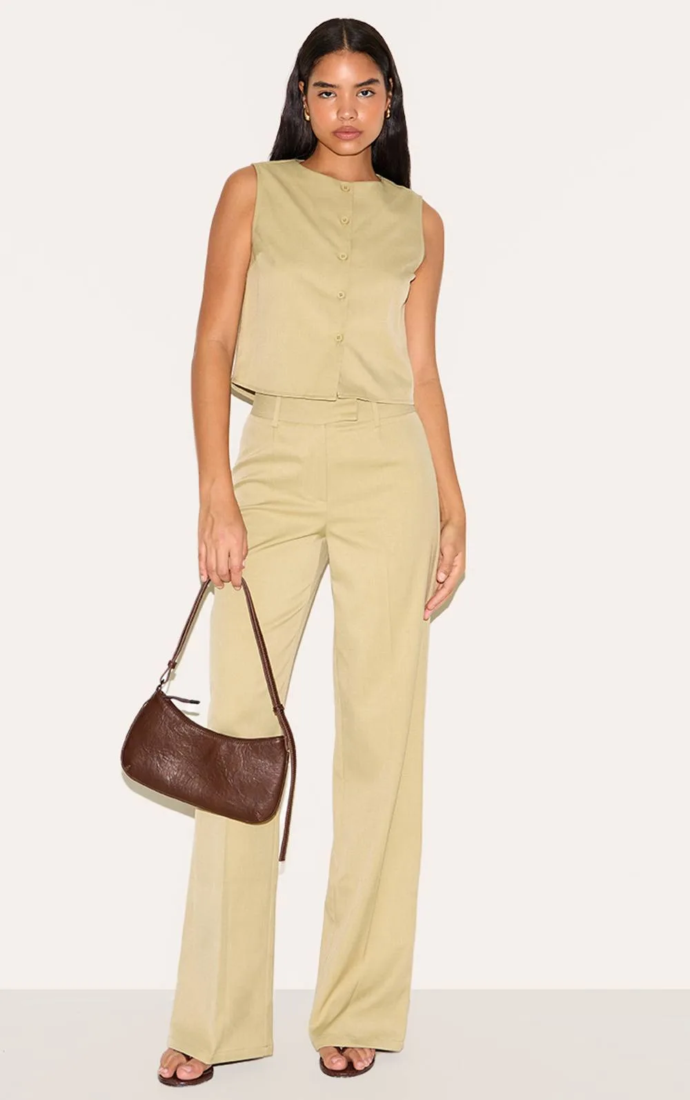 Tailored Mid Rise Straight Leg Trousers Co-Ord by PrettyLittleThing