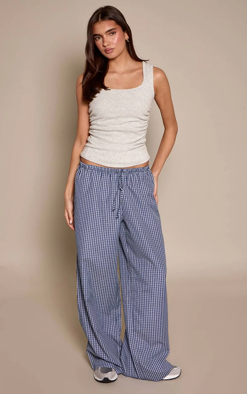 Striped Print Drawstring Wide Leg Trousers by PrettyLittleThing