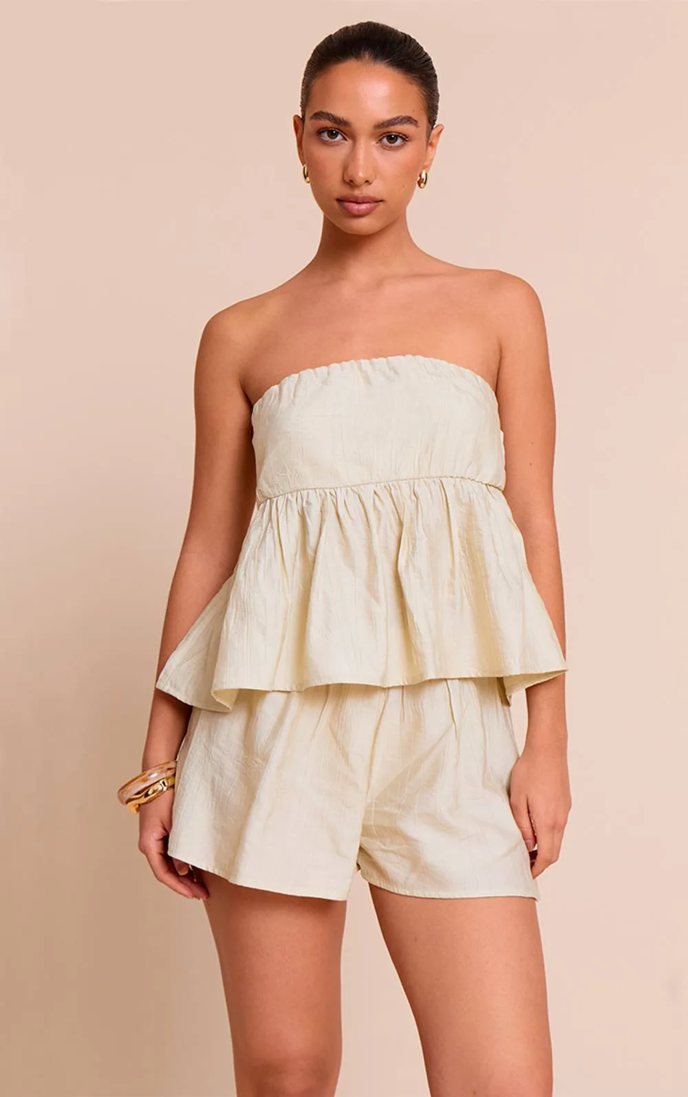 Textured Long Bandeau Top Co-Ord