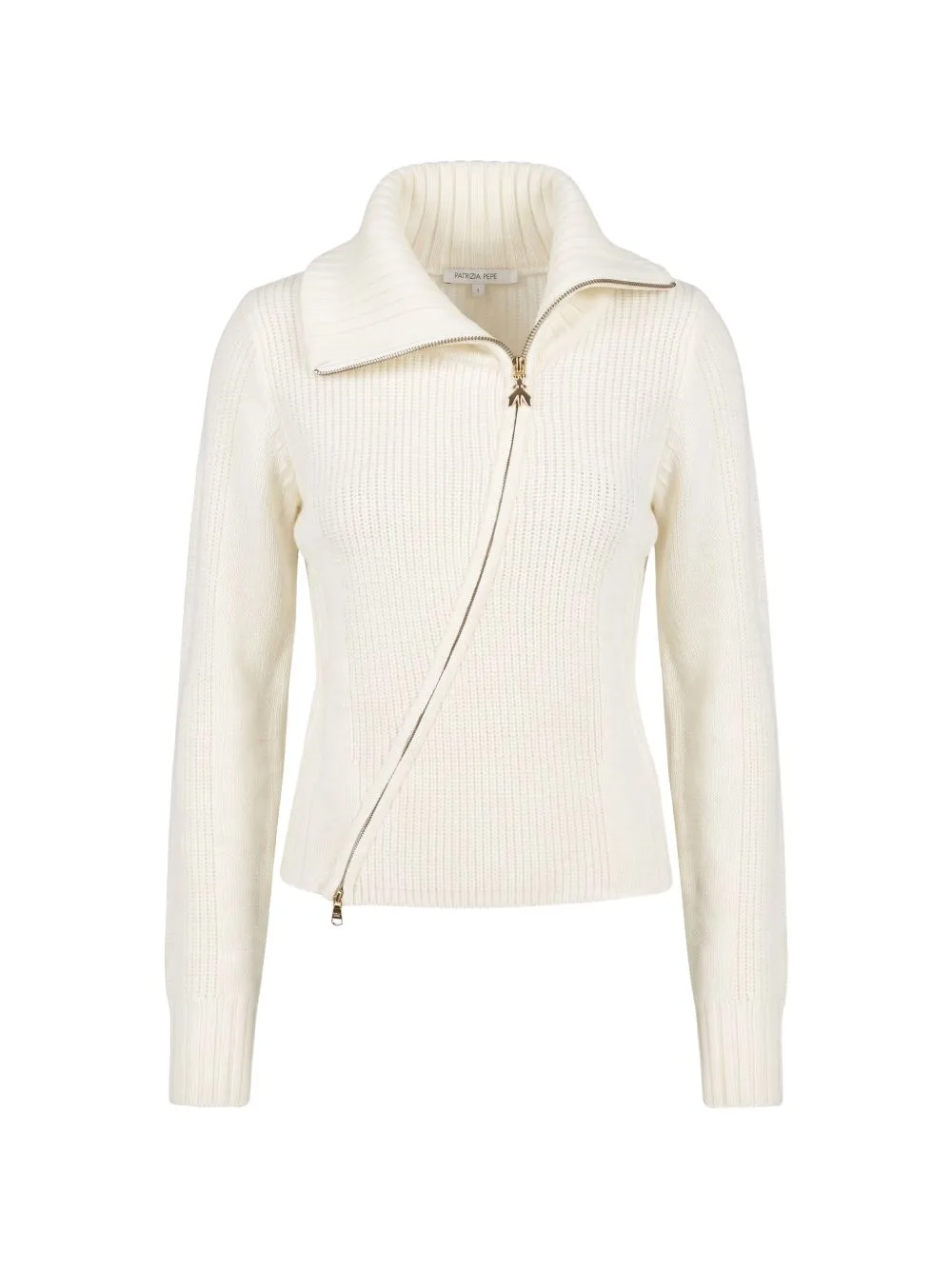 Asymmetric-Zip Ribbed-Knit Cardigan by Patrizia Pepe