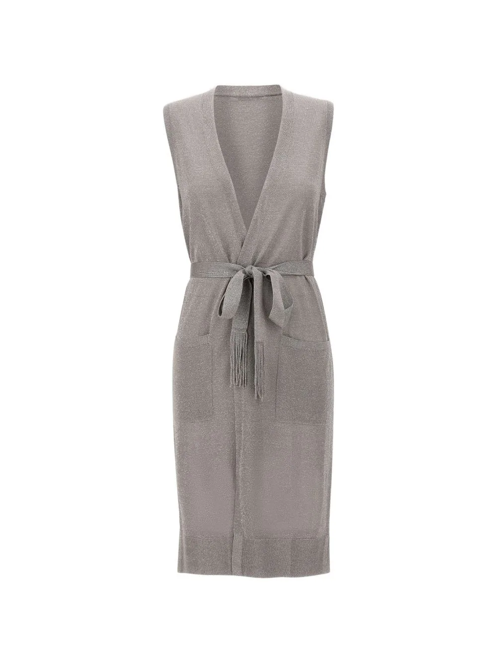 Lurex-Knit Belted Cardi-Coat by Kangra