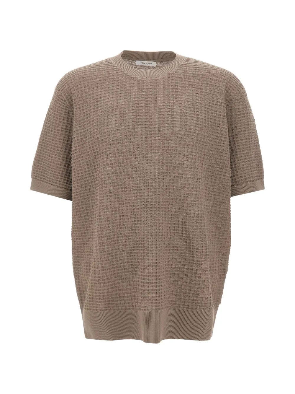 Honeycomb-Stitch Short-Sleeve Sweater by Kangra