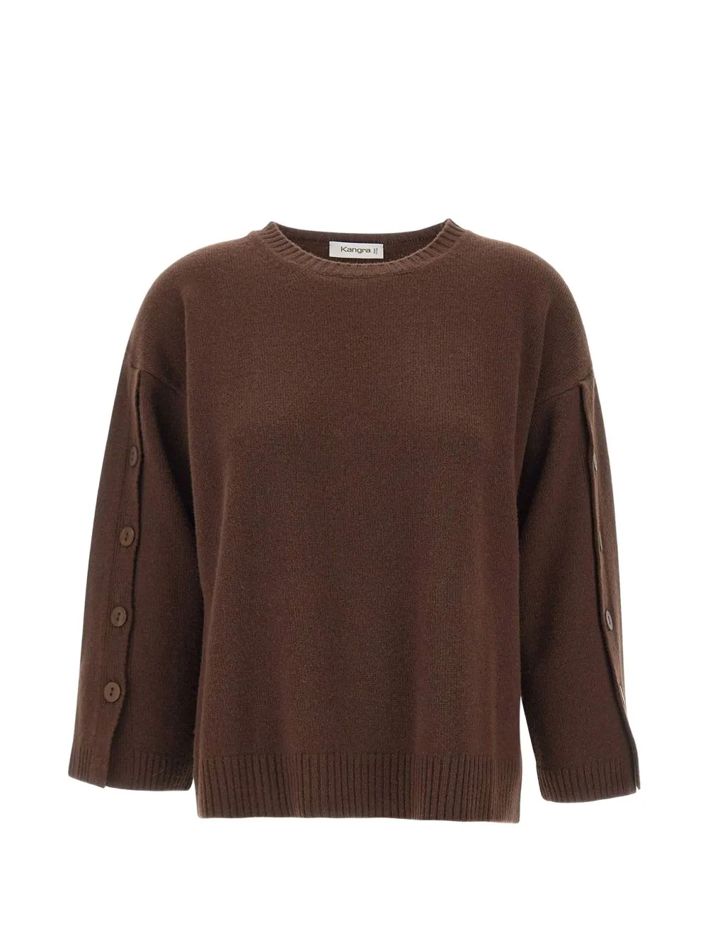 Button-Detail Crew-Neck Sweater by Kangra