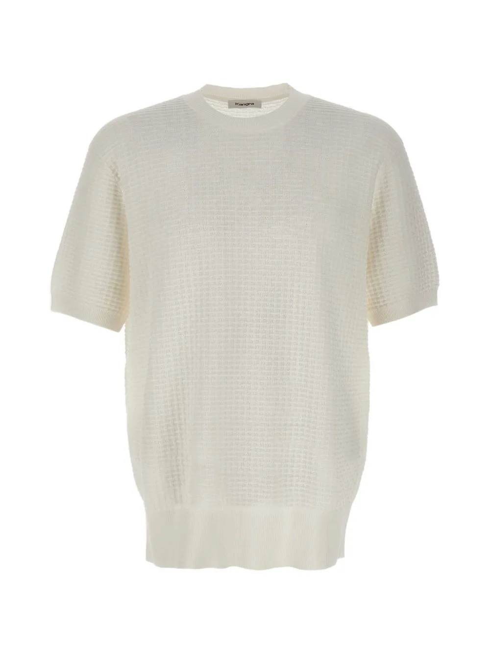 Honeycomb-Stitch Short-Sleeved Sweater by Kangra