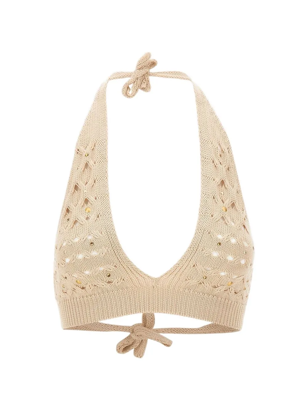 Stud-Embellished Open-Knit Top by Kangra