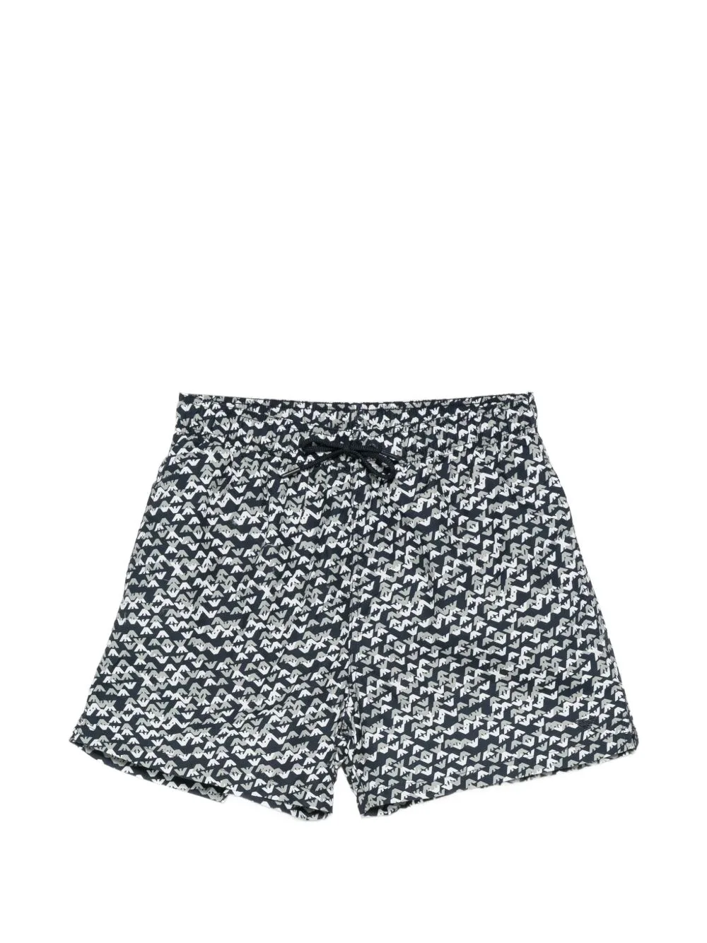 Monogram-Print Drawstring Swim Shorts by Emporio Armani