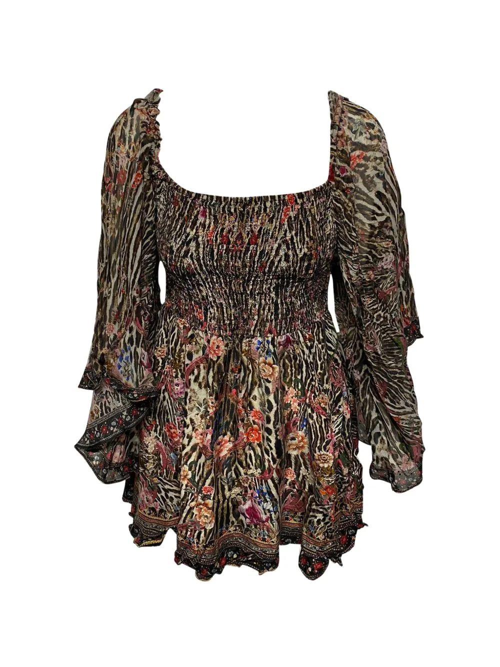 Liv a Little Shirred Floral Mini Dress by Camilla