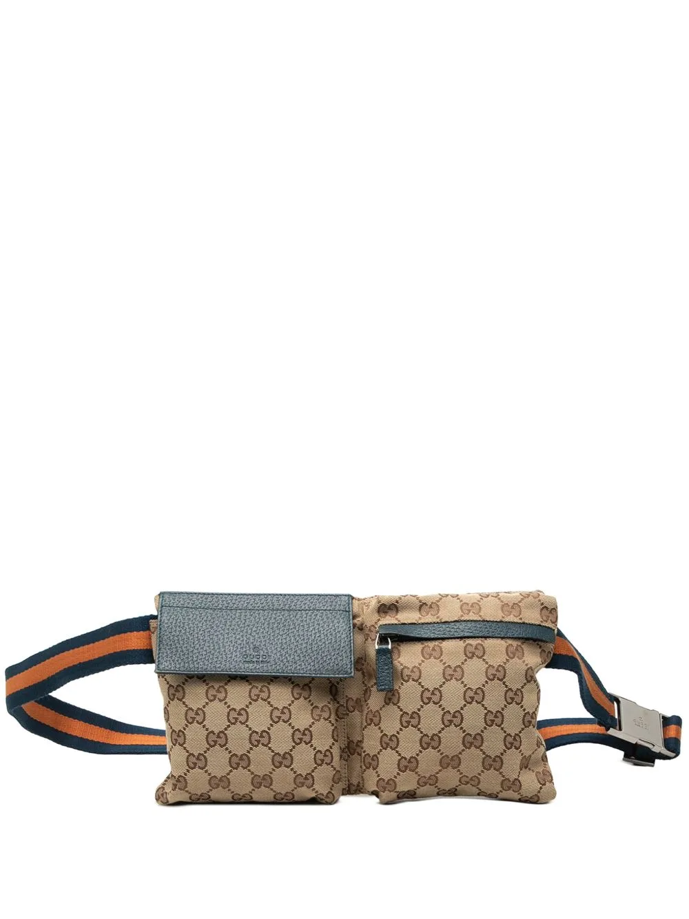 2000-2015 GG Canvas Web Double Pocket Belt Bag by Gucci Pre-Owned