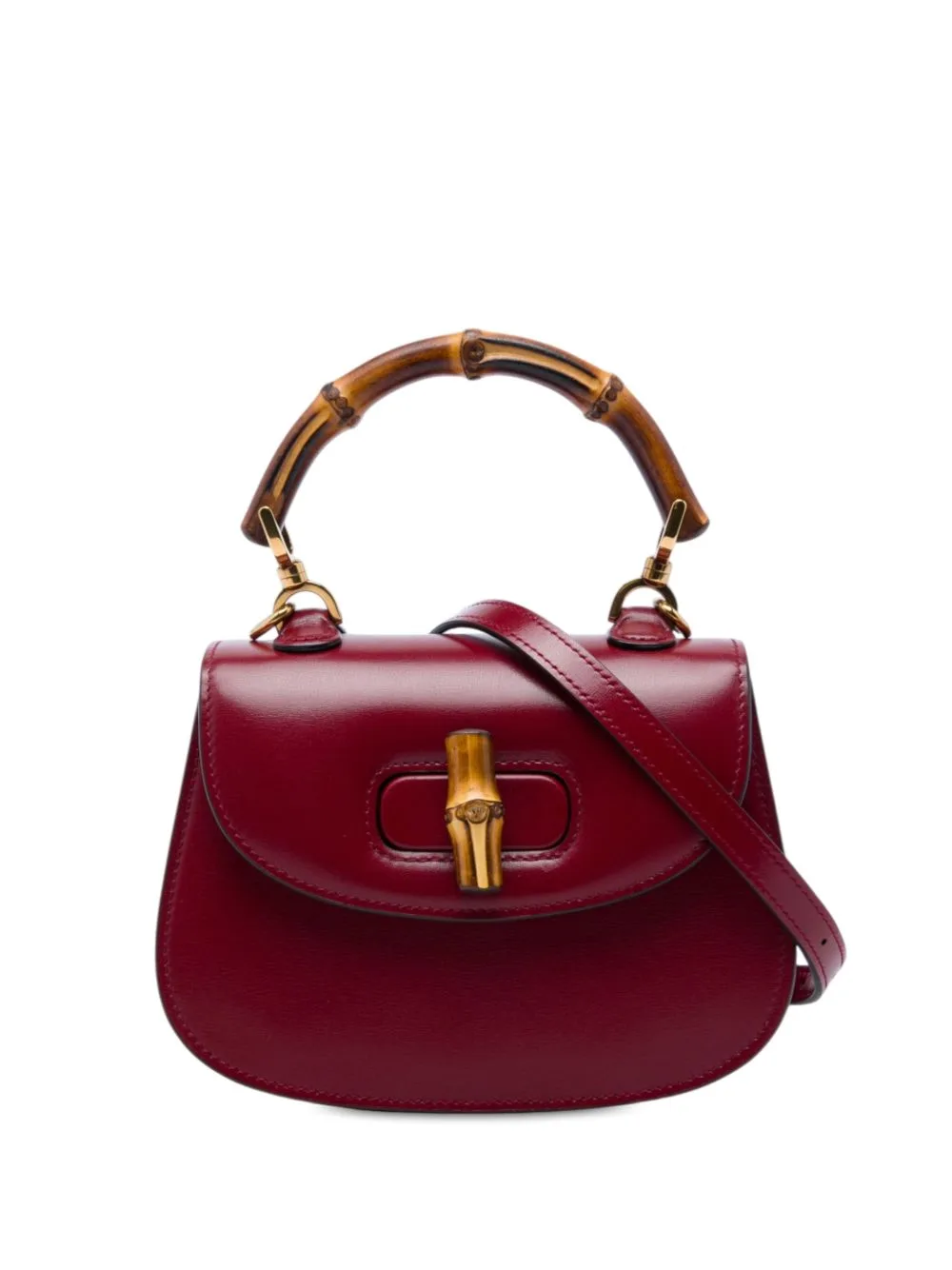 2016-2026 Mini Calfskin Web 1947 Bamboo Top Handle Bag Satchel by Gucci Pre-Owned