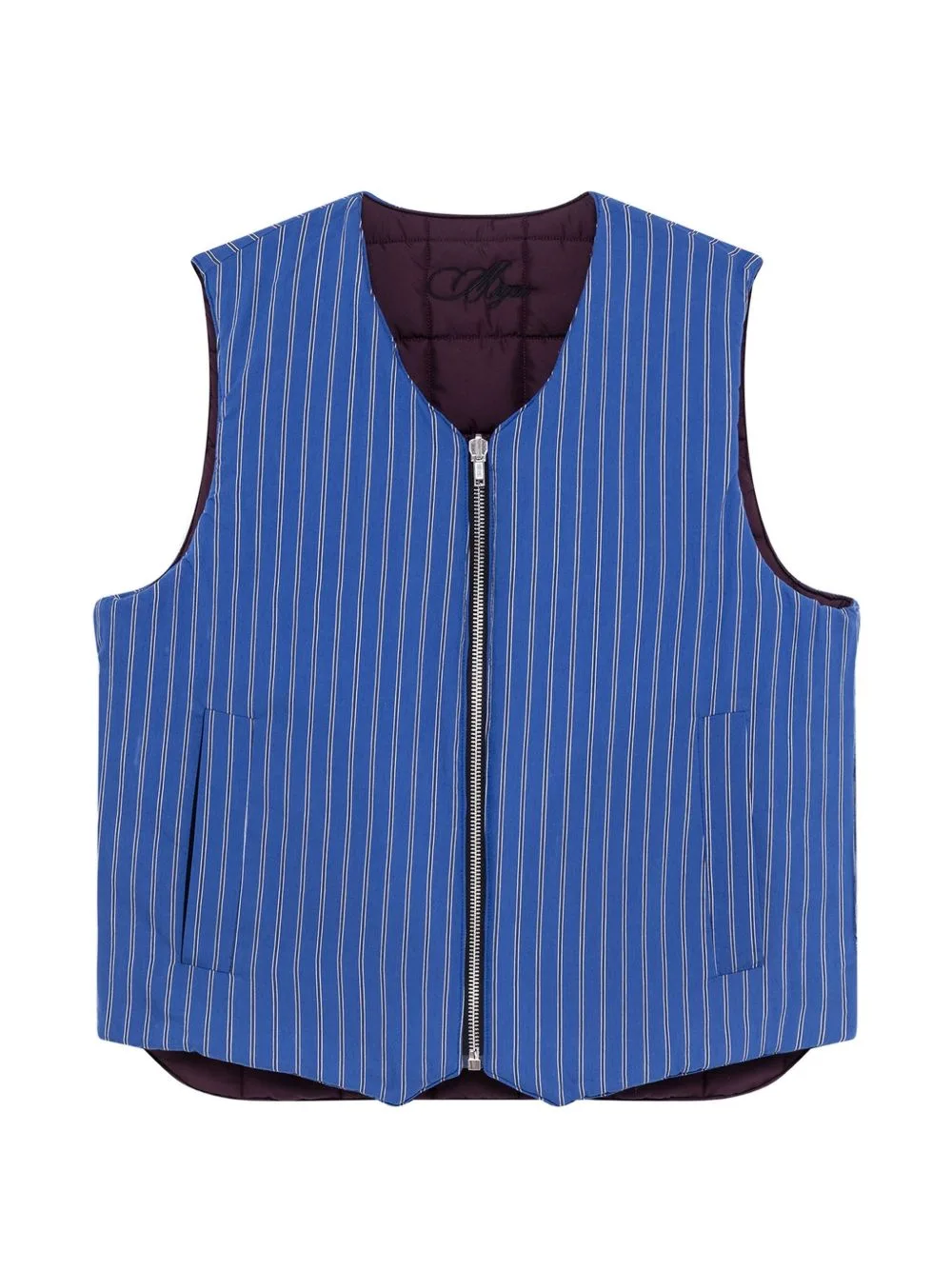 Reversible Quilted Pinstripe Gilet by MSGM