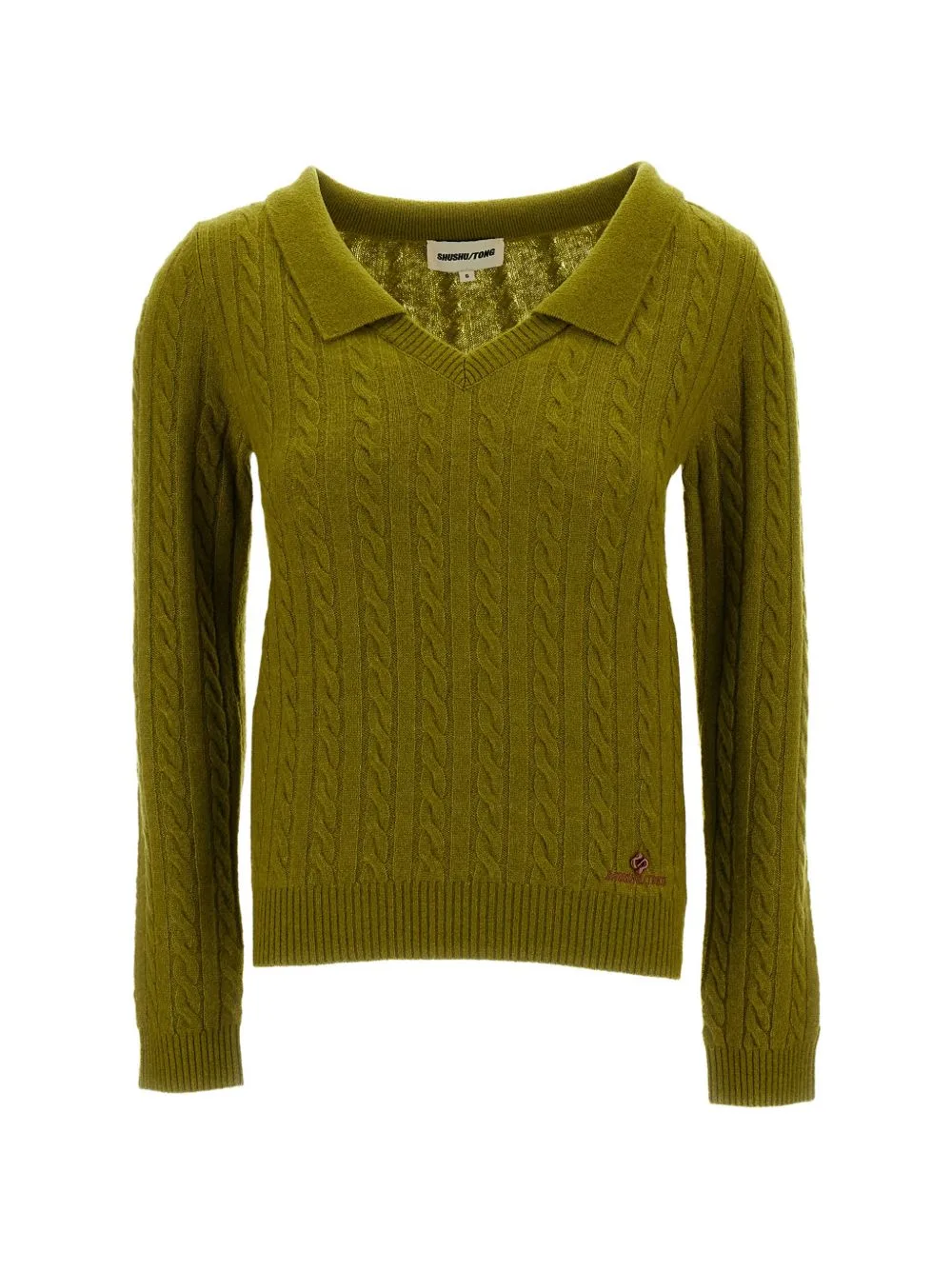 Cable-Knit V-Neck Sweater by SHUSHU/TONG