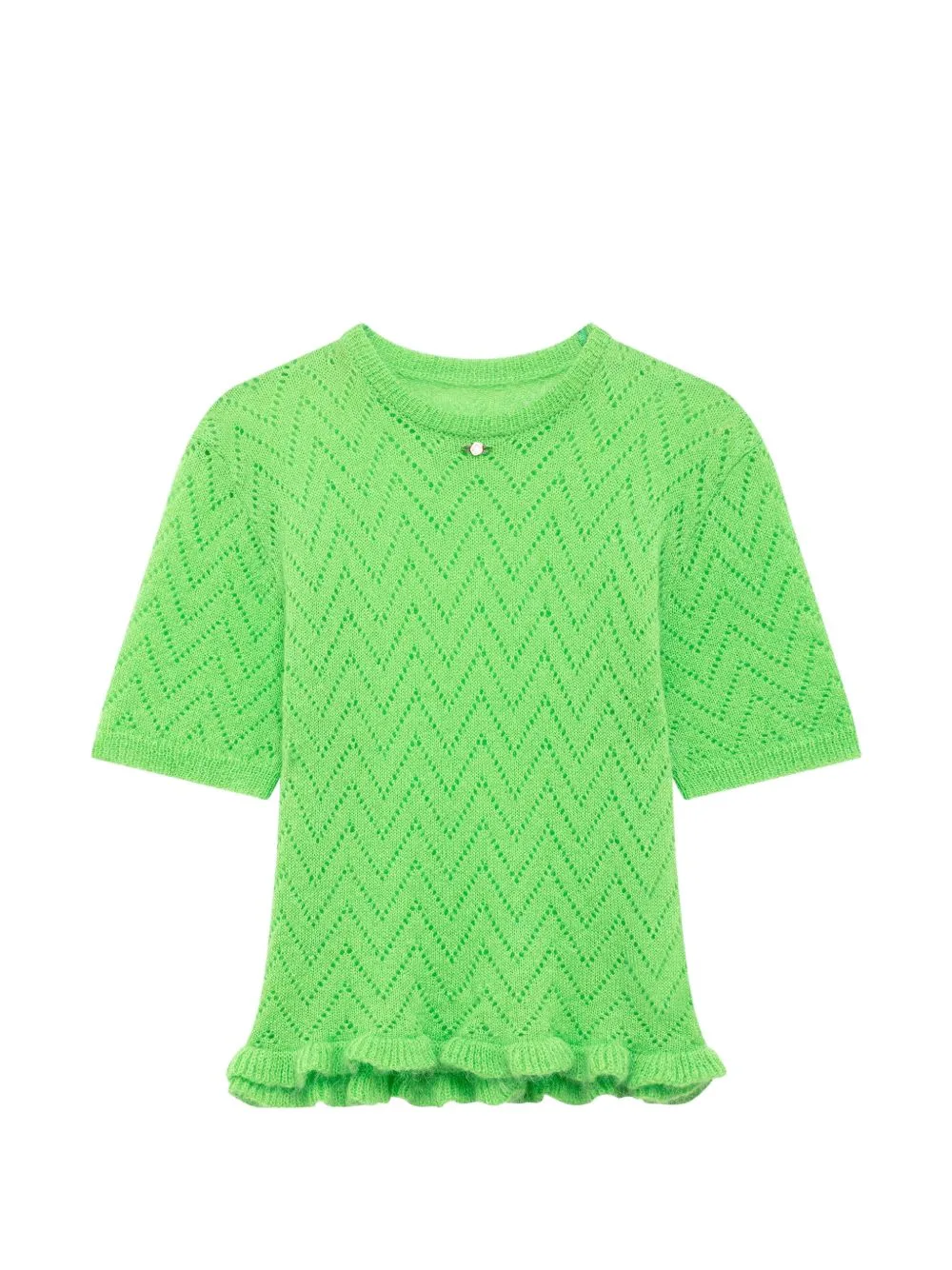 Zigzag-Pointelle Ruffled Sweater by MSGM
