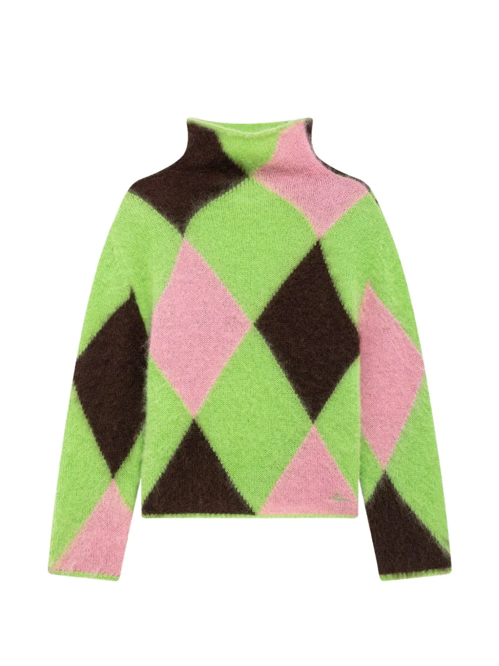 Argyle-Pattern High-Neck Sweater by MSGM