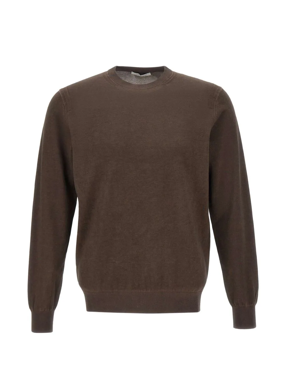 Crew-Neck Ribbed-Trim Fine-Knit Top by Kangra