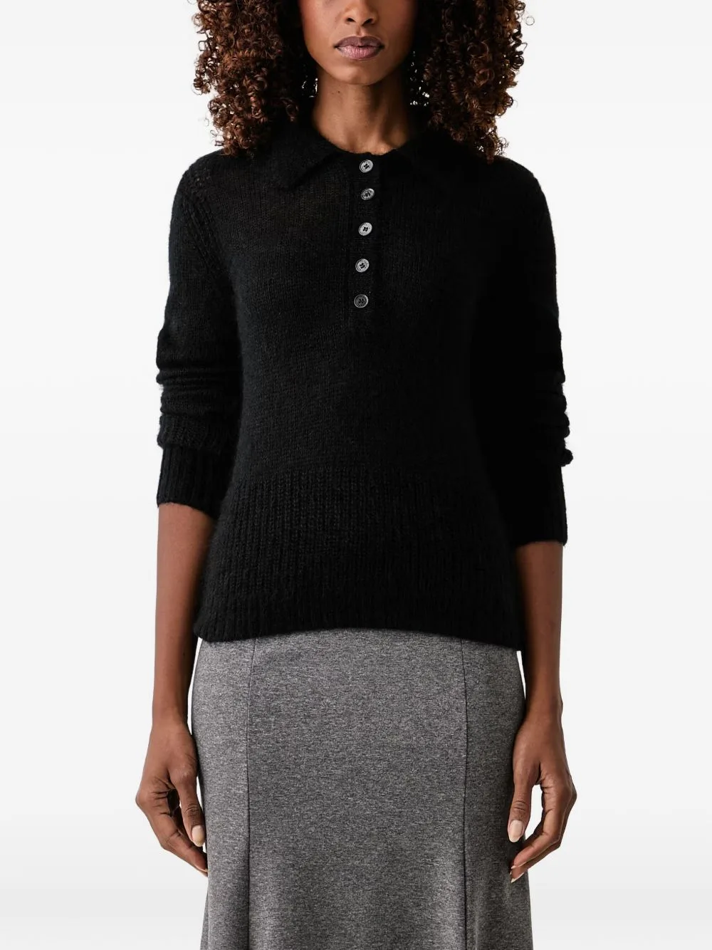 Button-Down Polo-Collar Polo Top by Patrizia Pepe