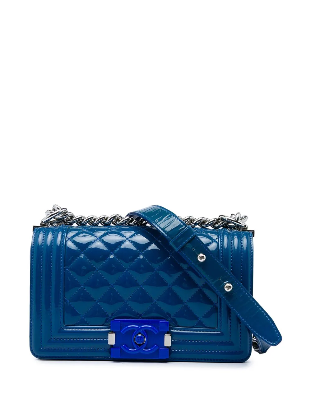2014-2015 Small Quilted Patent and Acrylic Boy Flap Crossbody Bag by CHANEL Pre-Owned
