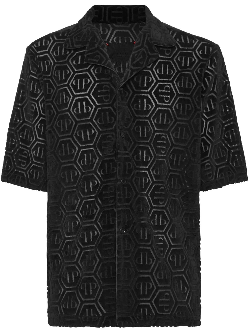 Hexagon-Patterned Short-Sleeve Shirt by Philipp Plein