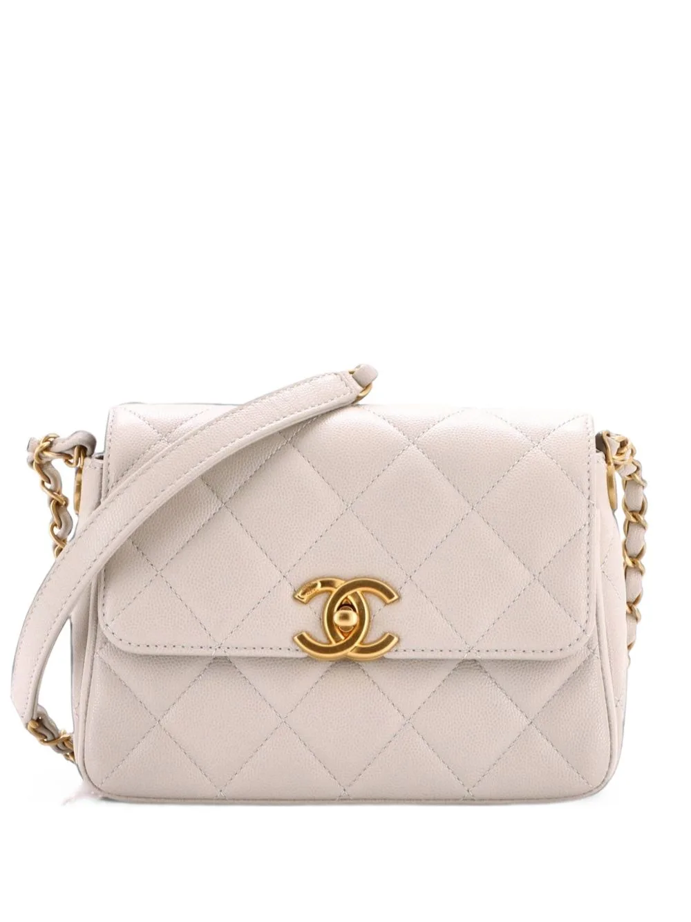 CC Turnlock Chain Flap Bag Quilted Caviar Small Shoulder Bag