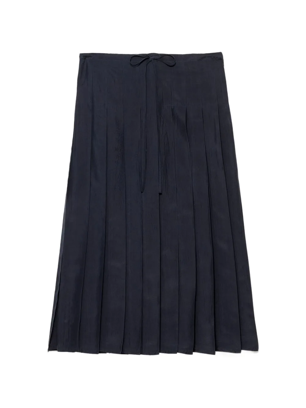 Pleated Silk Midi-Skirt