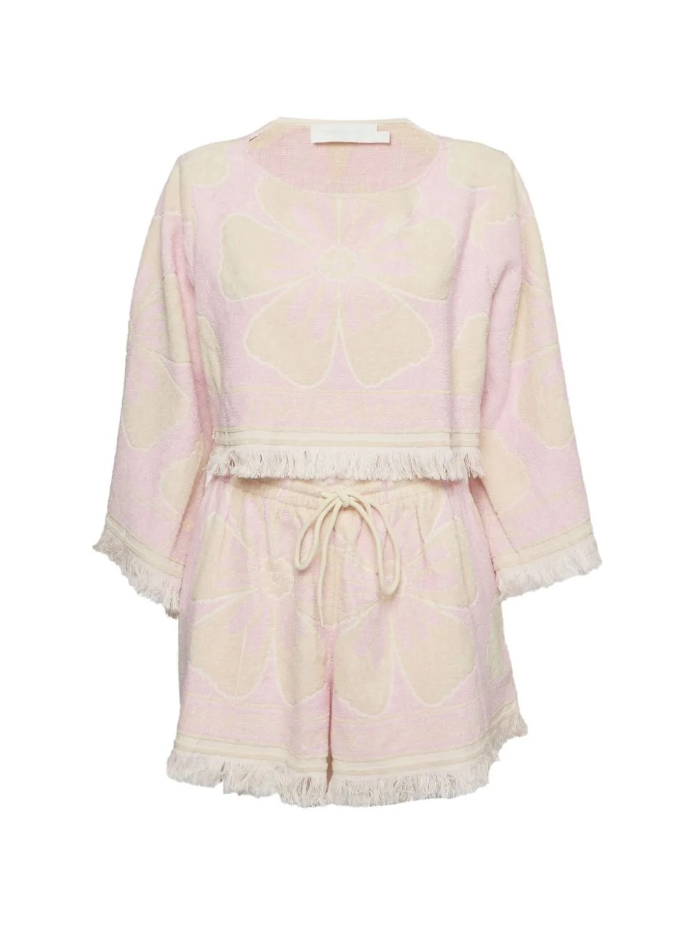 Floral Fringe-Trim Top and Short Set by ZIMMERMANN