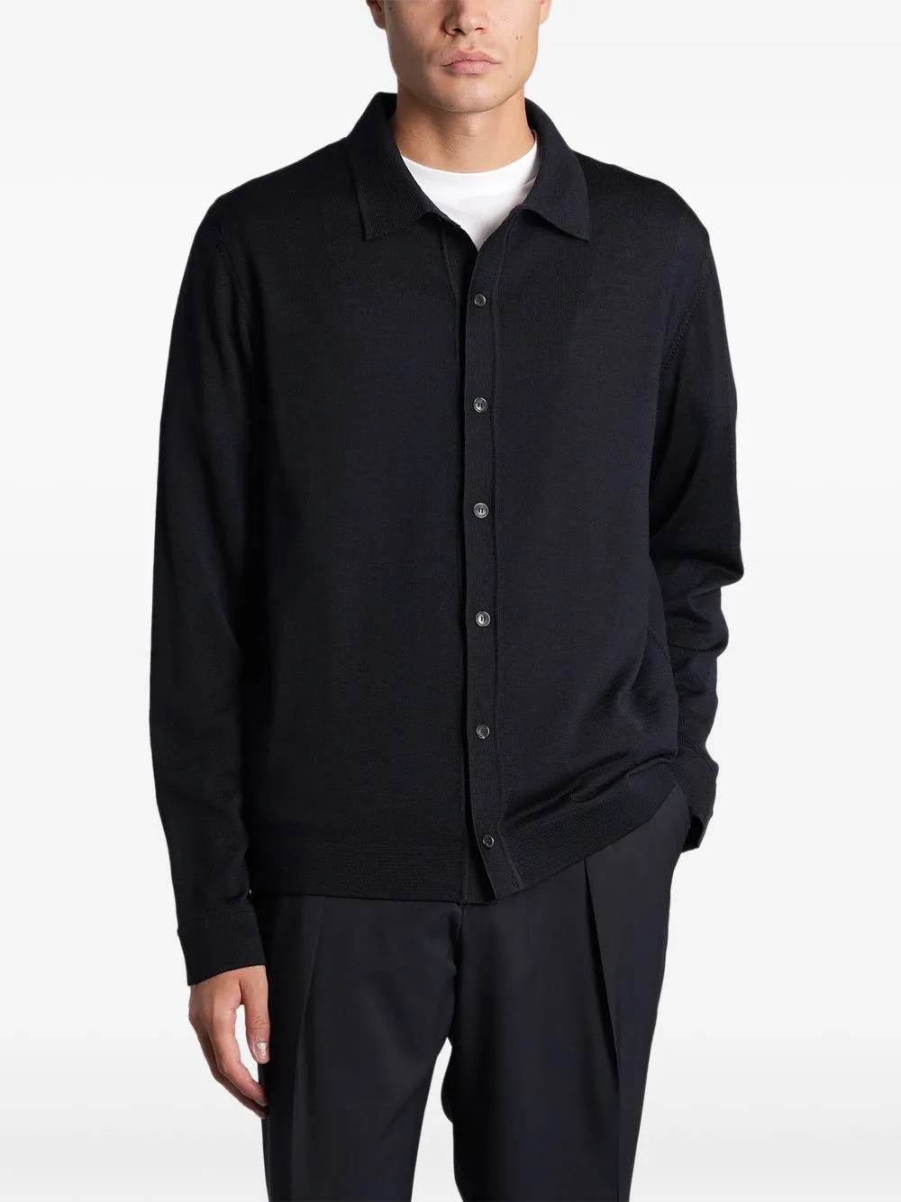 Long-Sleeve Button-Up Wool Shirt by Roberto Collina