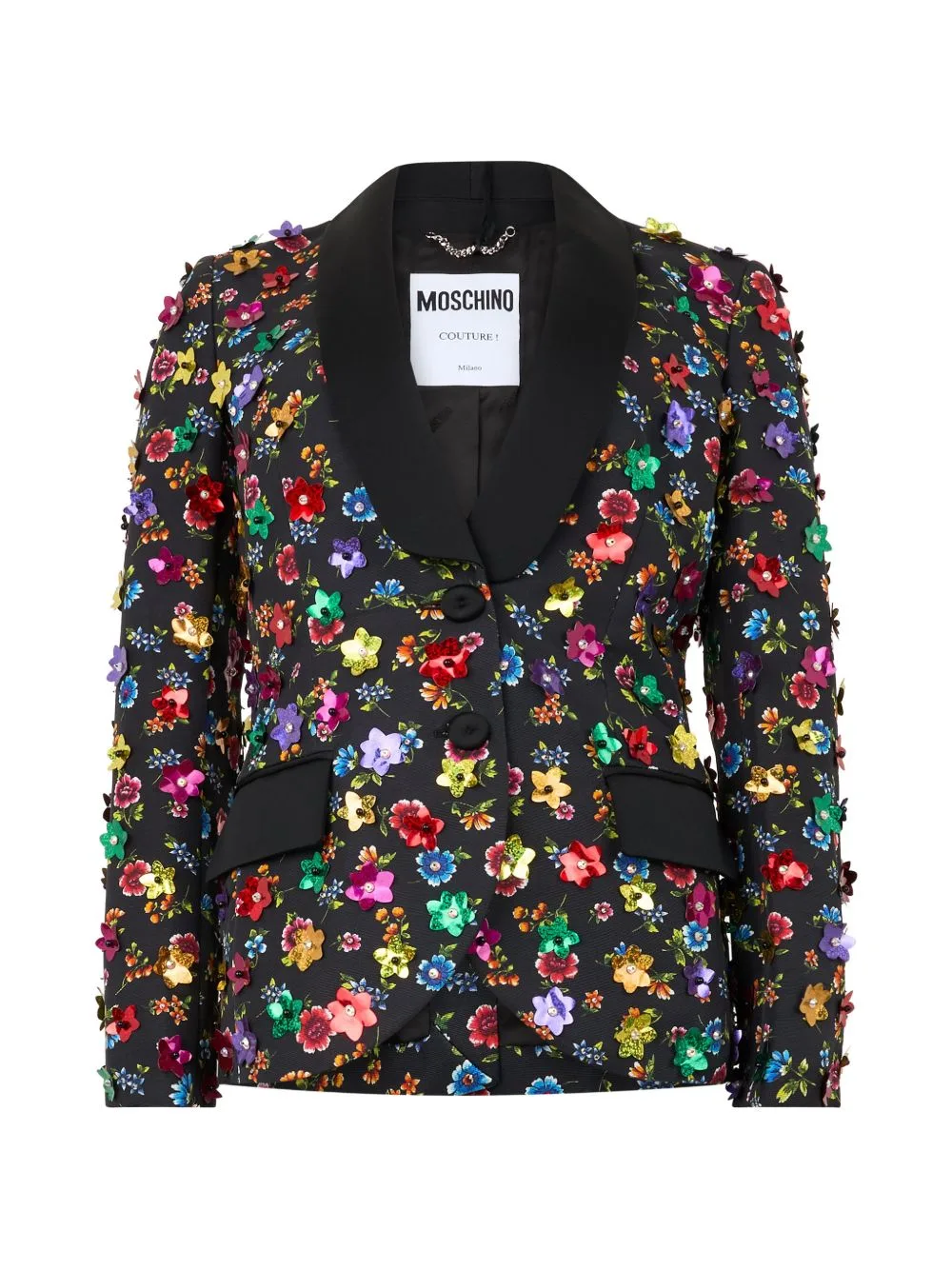 Floral-Embroidered Blazer by Moschino