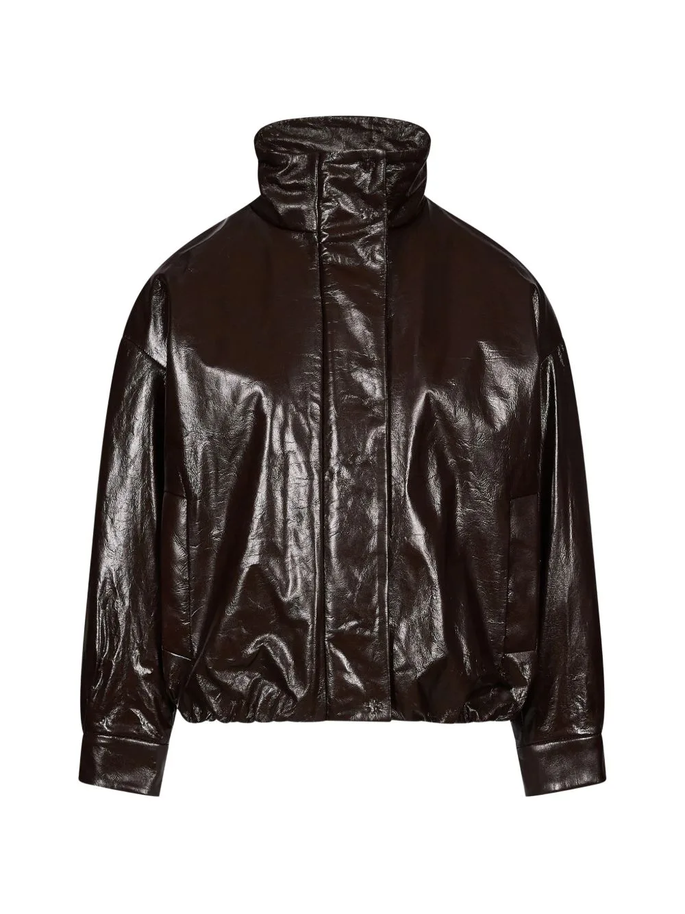 High-Neck Crinkled-Finish Coat