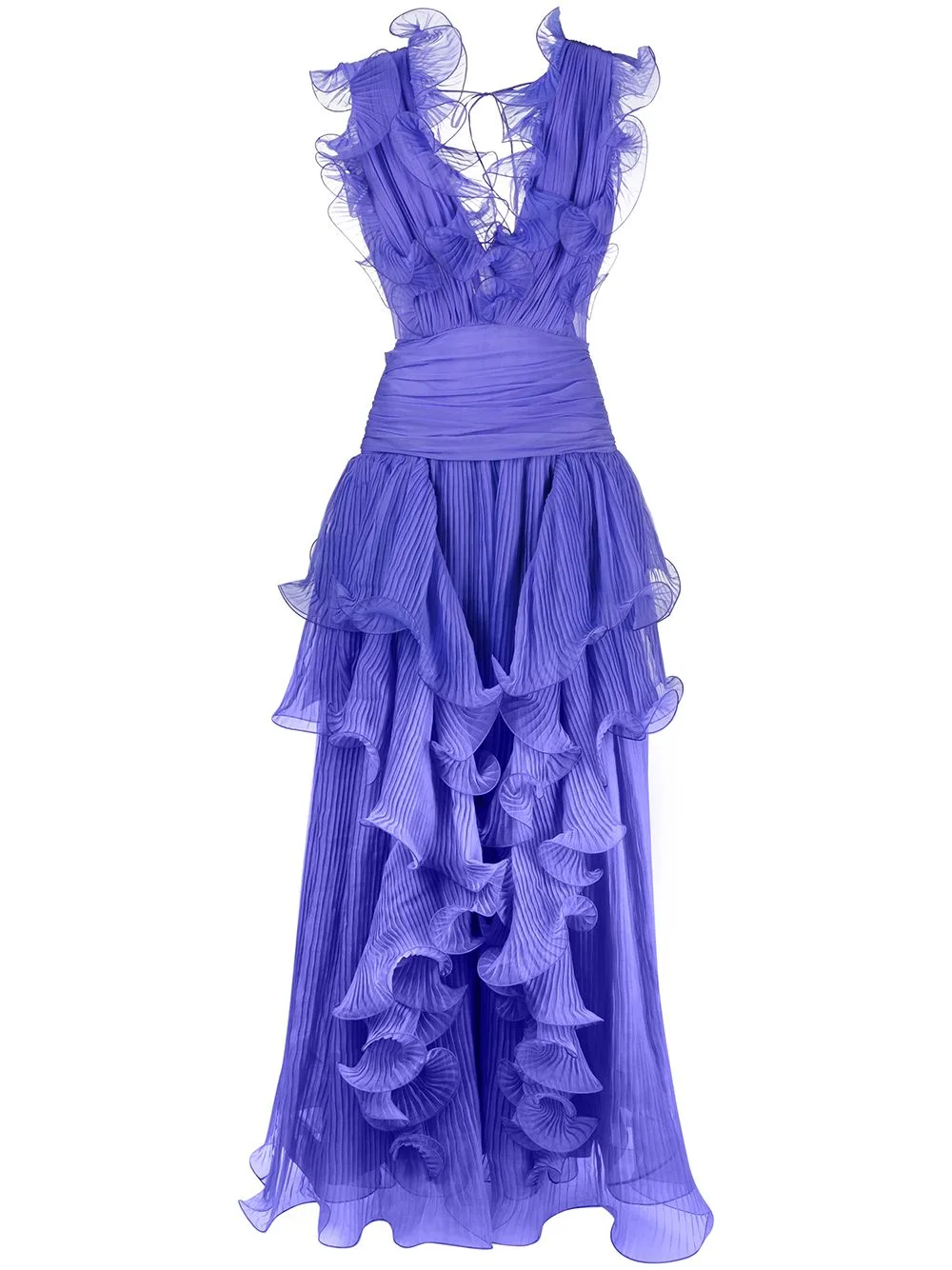 Ruffled Flounce Silk Gown by Alberta Ferretti
