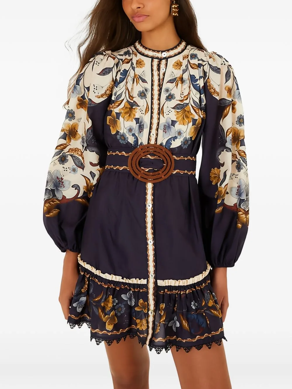 Floral-Print Belted Mini Dress by FARM Rio