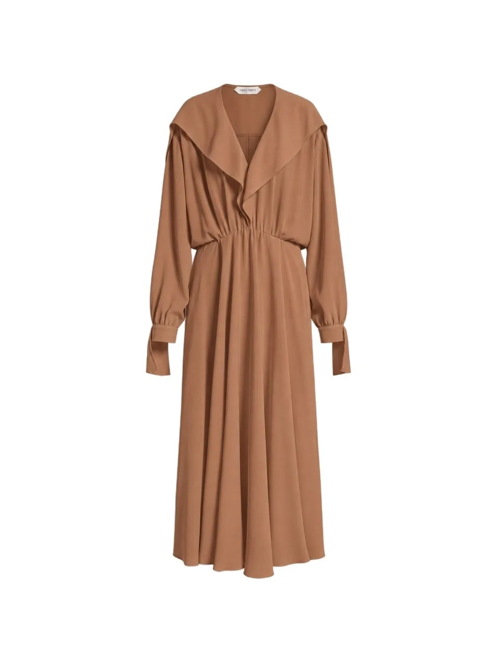 Cape-Collar Gathered Maxi Dress by Alberta Ferretti
