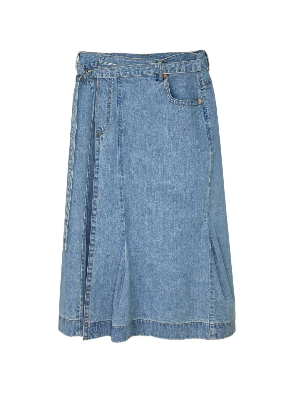 Belt-Loop Asymmetric Midi Skirt by sacai