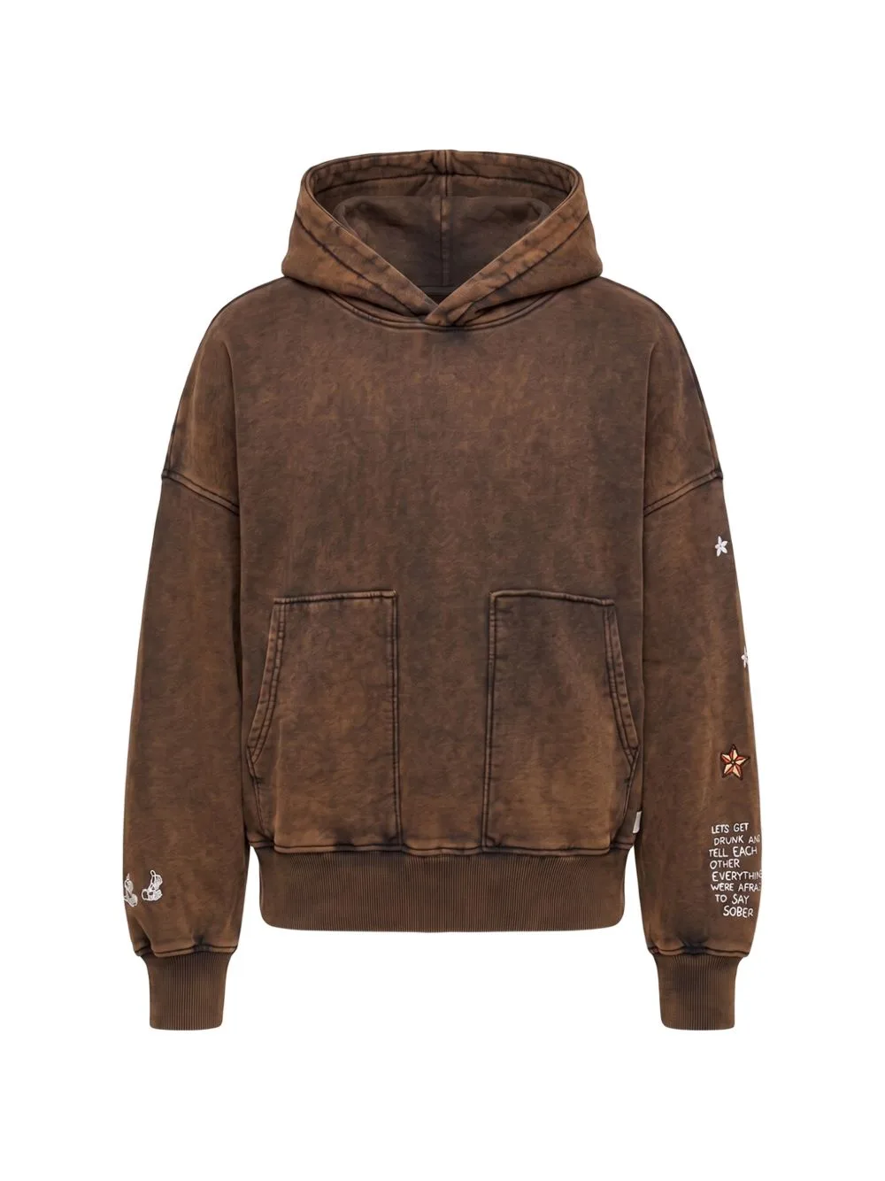 Acid-Wash Embroidered Hoodie by INSPIRED BY A TRUE STORY