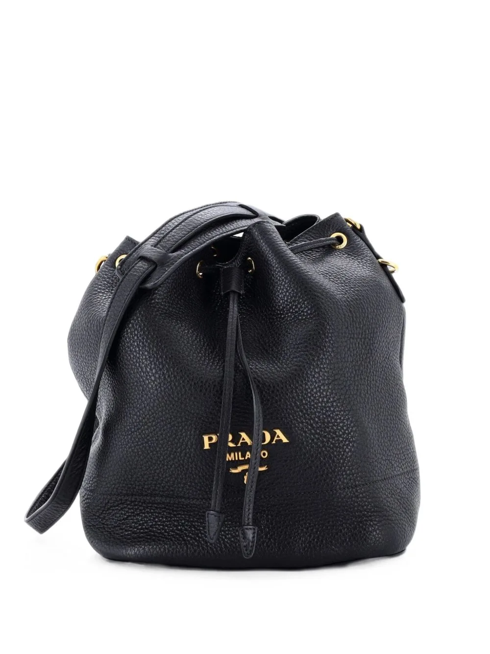Dual Strap Top Handle Vitello Daino Small Bucket Bag by Prada Pre-Owned