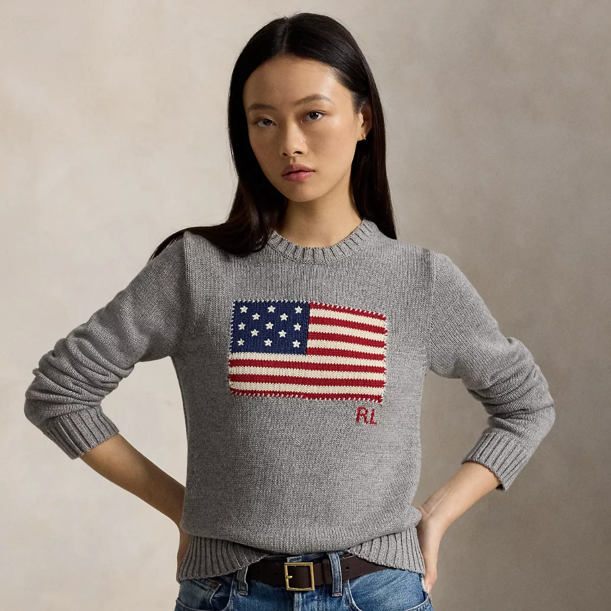 Flag Cotton Crewneck Jumper by Polo Ralph Lauren