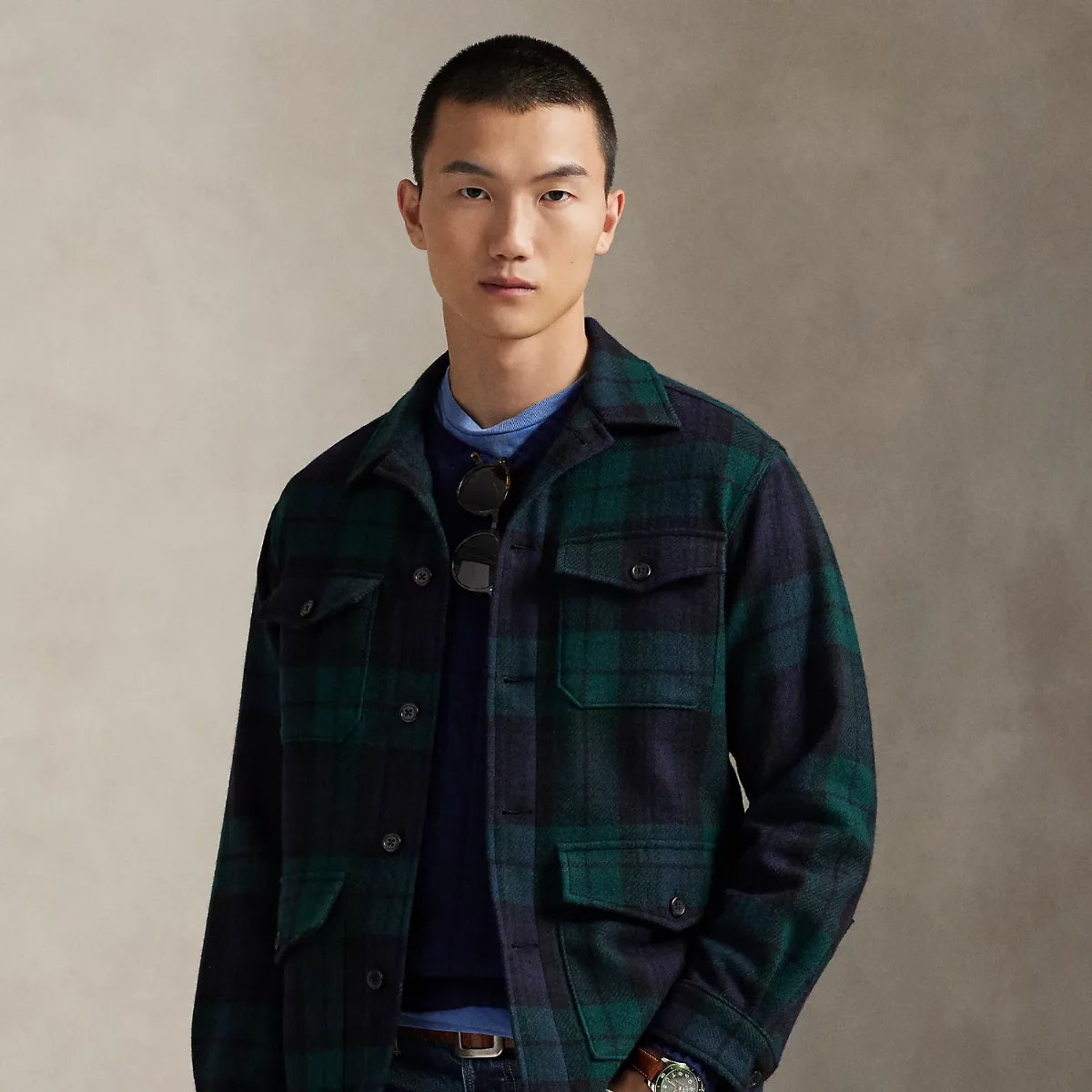 Plaid Wool-Alpaca Tweed Overshirt by Polo Ralph Lauren