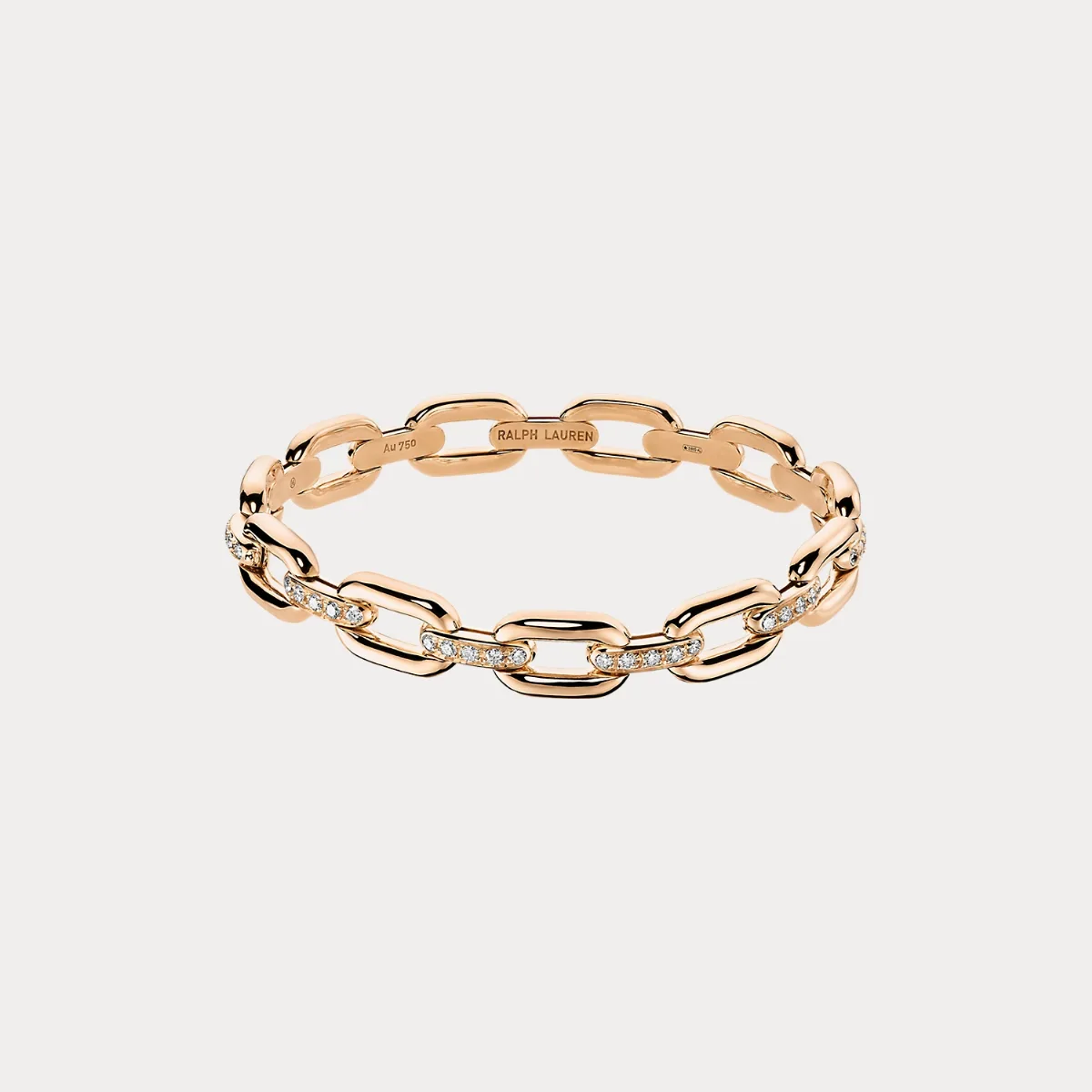 Pave Diamond Rose Gold Chain Bracelet by Ralph Lauren