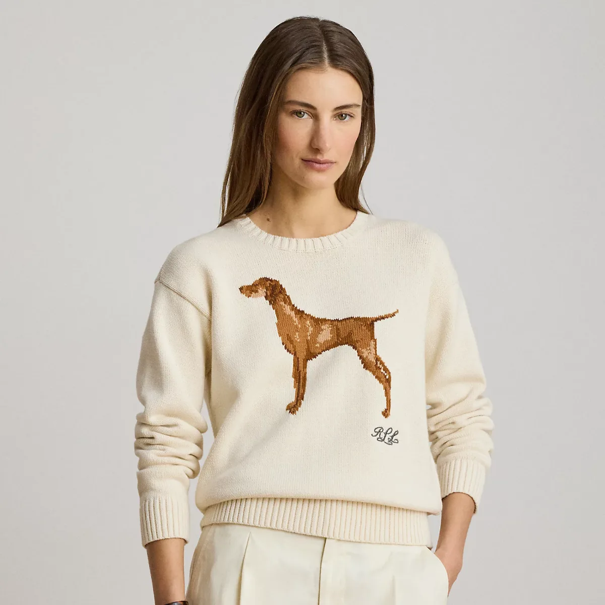 Intarsia-Knit Vizsla Cotton Jumper by Lauren Ralph Lauren