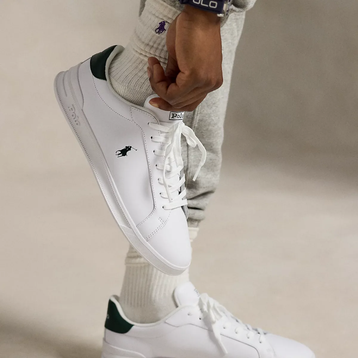 Heritage Court II Nappa Leather Trainer by Polo Ralph Lauren