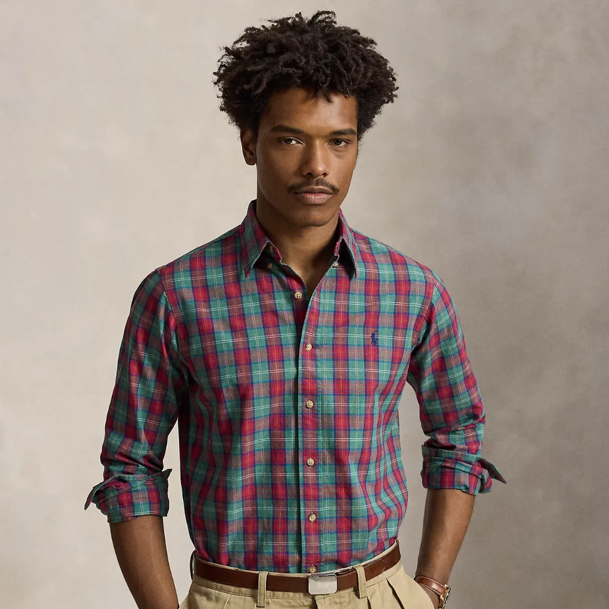 Custom Fit Plaid Oxford Shirt