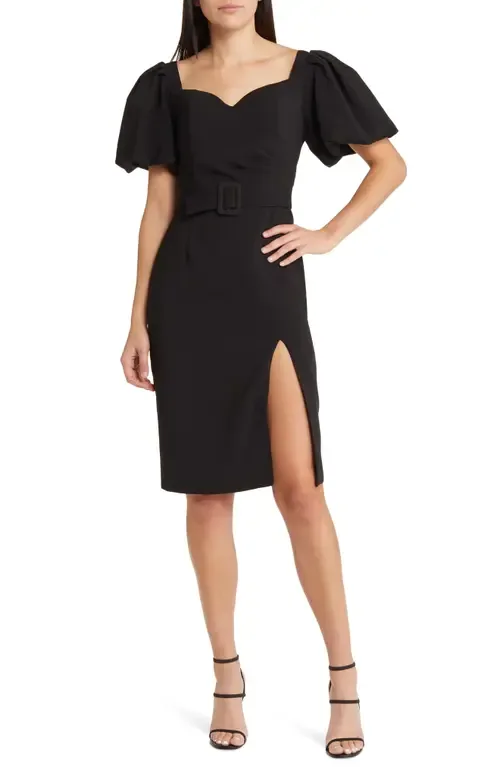Bonnie Puff Sleeve Belted Sheath Dress by NIKKI LUND
