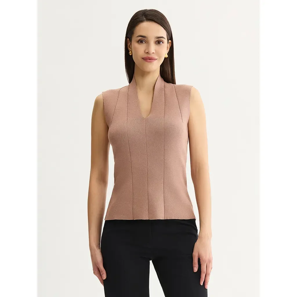 V Neck Princess Seam Tank by Misook