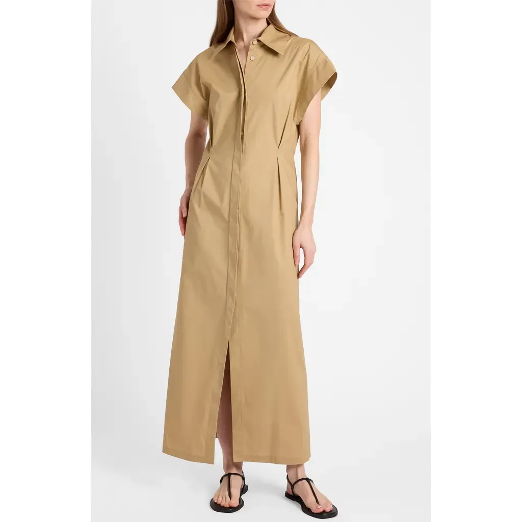 Nisa Cap Sleeve Poplin Shirt Dress