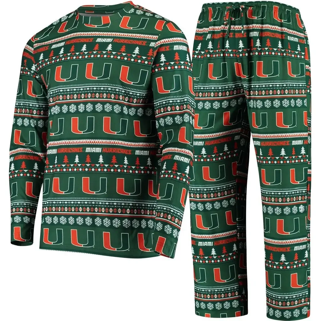 Concepts Sport Miami Hurricanes Ugly Sweater Knit Long Sleeve Top and Pant Set by CONCEPTS SPORT