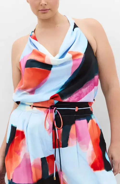 Chloe Abstract Print Cowl Neck Sleeveless Top by City Chic