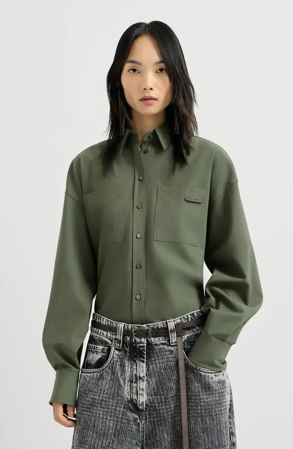 Tropical Luxury Wool Shirt with Shiny Tab
