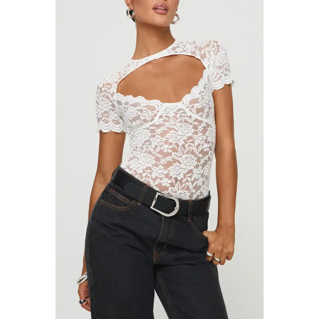 Giallo Cutout Lace Bodysuit by Princess Polly