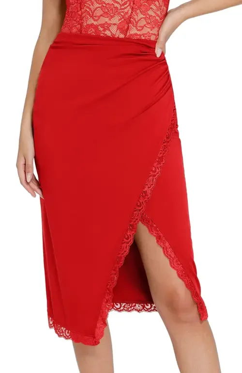 Shapewear Slimming Lace Trim Midi Wrap Skirt by Popilush