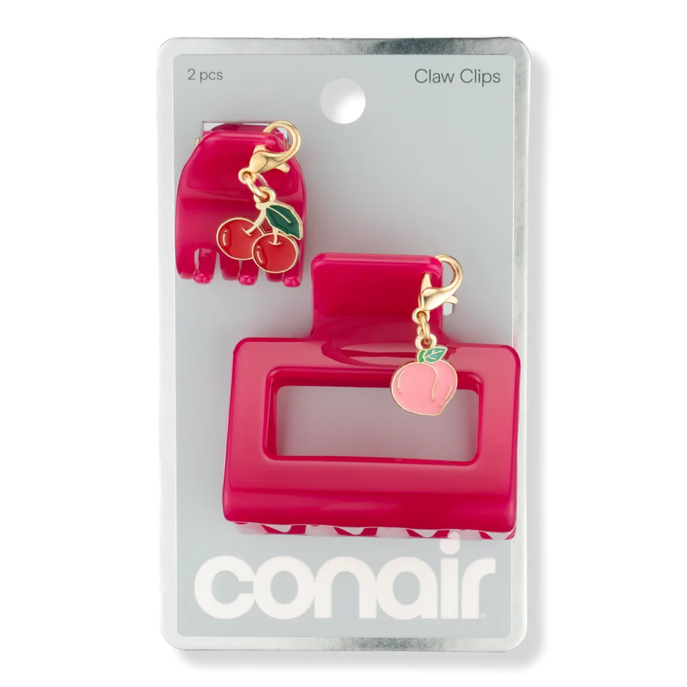 Berry Claw Clip Set with Peach & Cherry Charms by Conair Accessories
